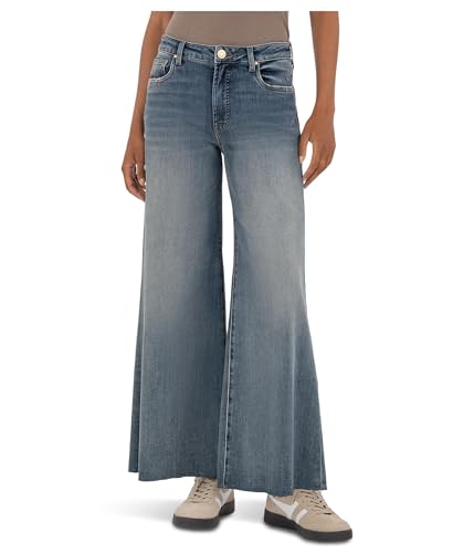 (取寄) カット フロム ザ クロス レディース ライアン ハイ ライズ ファブ AB スーパー ワイド レッグ ロー ヘム KUT from the Kloth women RYAN HIGH RISE FAB AB SUPER WIDE LEG RAW HEM Adaptability With Medium Base Wash KUT from the Kloth Womens Ryan High Rise Fab Ab Super Wide Leg Raw