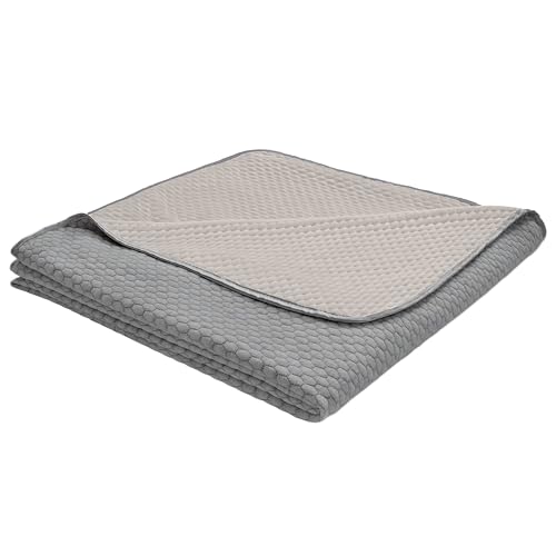 Ibena kühlende Decke 150x200 cm - Kühldecke, kühl, weich & waschbar,selbstkühlende Kuscheldecke für Sommer grau beige