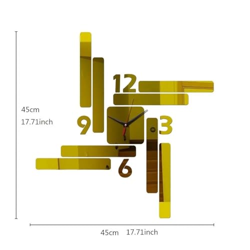 Reloj de pared moderno DIY con pegatina 3D rectangular decorativa negra 5
