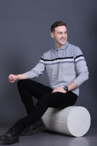 Image of Full Sleeve Polo T Shirt for Men Cotton with Pocket and Collar - Regular Fit Tshirt