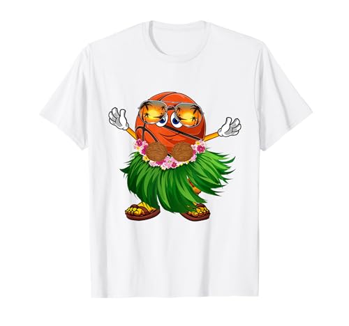 Cute Hawaiian Basketball Ball Tropical Beach Summer Vacation T-Shirt