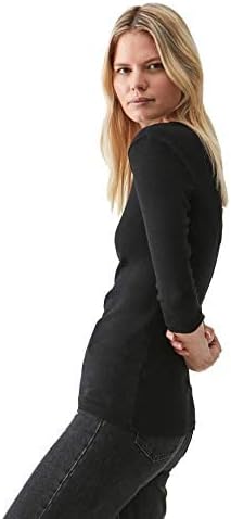 Michael Stars Women's Fitted Basic 3/4 Sleeve Crewneck Dora Shine Tee Shirt - Image 4