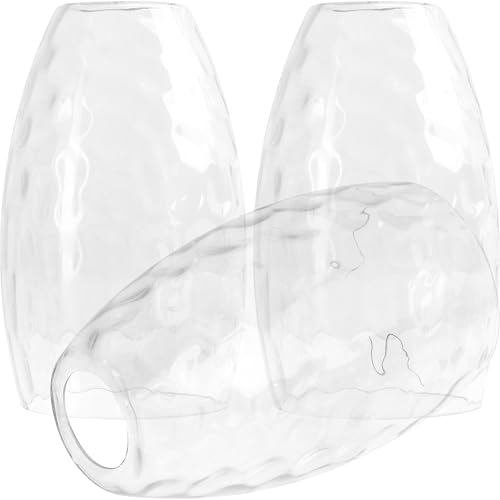 Image of GO&SO Glass Pendant Light Shades 3Pcs,7.8 inch H x 4 inch D,Clear Ripple,Oval | 1.57 inch Fitter E26 Base,Hand-Blown Art Fixtures,Chandelier Shades for Kitchen Island,Hanging Light Shades