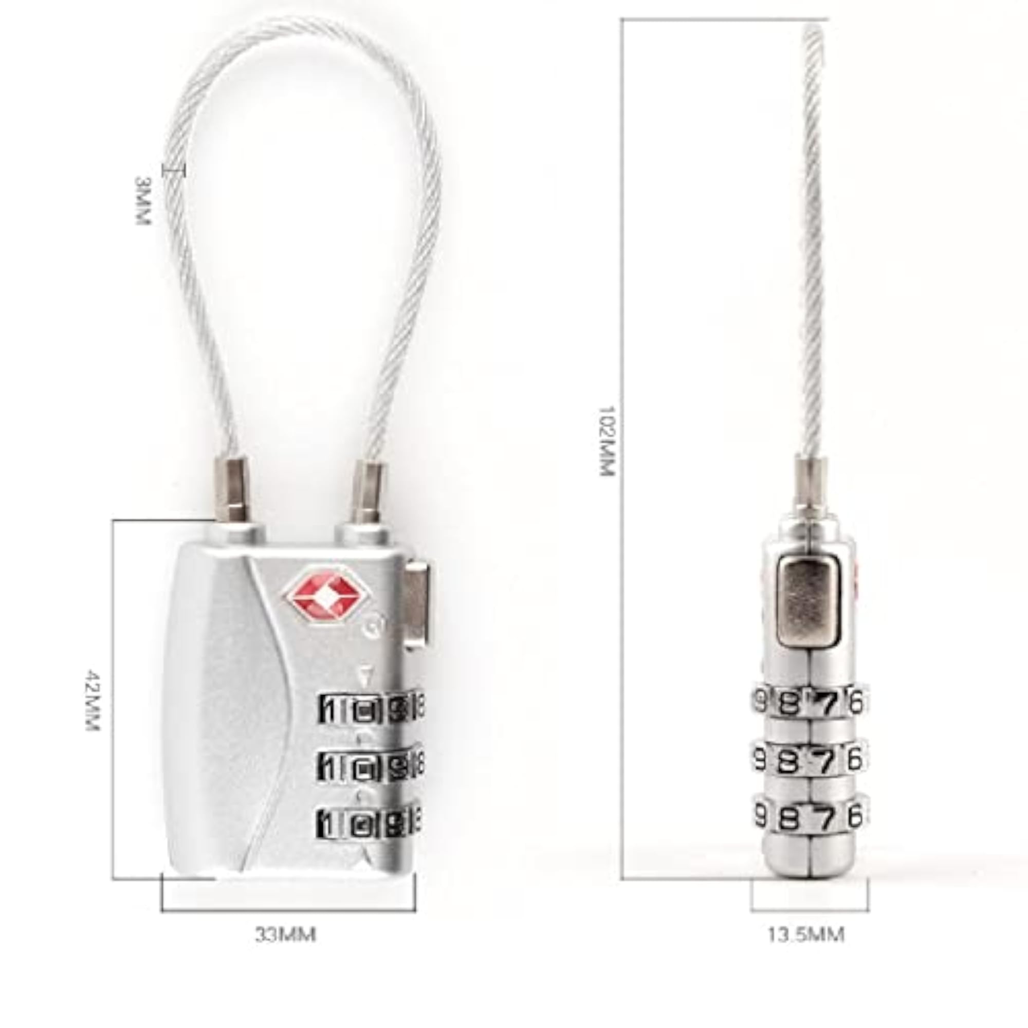 Mini 3-Digit Resettable Combination Travel Luggage Lock