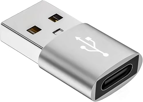 USB Type-C 変換アダプター USB-C（メス）→ USB 2.0（オス） 急速充電＆高速データ転送 多デバイス対応（Windows 10/Mac/iPad/iPhone 17/15/14/13 Pro Max/Galaxy）コンパクト設計 在宅勤務 モバイルPC/タブレット用 (シルバー 1個入り) - JUTOSU - 商品画像