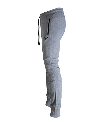 Image of Screenshot SPORTS-A4053 Mens Premium Slim French Terry Spandex Fleece Pants - Athletic Jogger Fitness Workout Gym Zipper Pockets