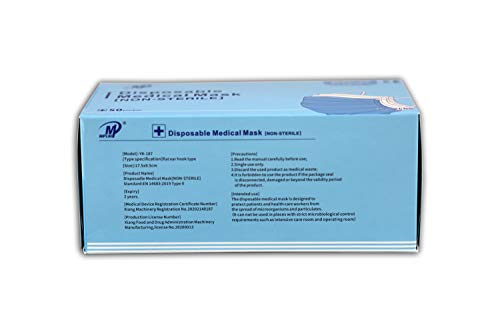 Disposable 3 Ply Face Mask 50 Pcs (Pack) Medical Grade Non Woven 3-PLY BFE 98%