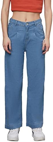 KOTTY Women’s High Rise Cotton Blend Solid Jeans|Stylish Comfortable Regular Fit Denim for Women