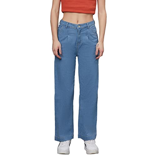 KOTTY Women’s High Rise Cotton Blend Solid Jeans|Stylish Comfortable Regular Fit Denim for Women