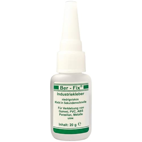 Ber-Fix Industriekleber 20 g – Sekundenkleber dünnflüssig, kapillar, hochrein – für Metall, Porzellan, Glas, Holz & Kunststoff – mit Nadelverschluss