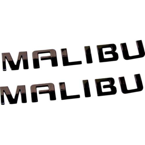 Image of 2Pack for Malibu Nameplate Letter Emblem Badge Glossy Compatible with Malibu /Gloss Black