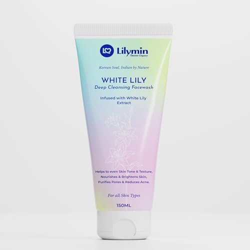 Image of White Lily Deep Cleansing Face Wash | With White Lily, Indian Ginseng, Shea Butter, Aloe Vera & Avena Strigosa, Gentle Face Wash for Glowing Skin, Reduces Acne & Pores Facewash For Men & Women150ML