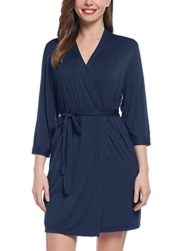 Image of Joyaria Women Bamboo Viscose Robe Super Soft Comfy Summer Cooling Short Lightweight Bathrobe with Pocket S-XXL