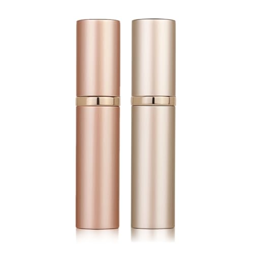 Aurdox Flacone spray per profumo, ricaricabile e portatile, da viaggio, 5 ml, con pompa inferiore, dispenser per donne e uomini, a prova di perdite e design lussuoso (oro e oro rosa)