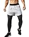 Muscle Alive Hommes 2 en 1 Entraînement Fitness Leggings Pantalons Shorts Compression Poches pour téléphone Pantalons Gris M