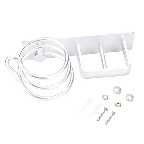 Yosoo Suporte de secador de cabelo em espiral de alumínio, prateleira montada na parede, suporte org