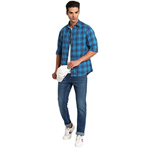Image of Indian Terrain Men's Checkered Slim Fit Shirt