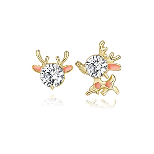 Weihnachten Ohrringe für Damen, 925 Sterling Silber Ohrringe Weihnachten Ohrringe Rentier Cubic Zirkonia Ohrstecker, Vergoldetes Sterling Silber Ohrstecker Für Damen Mädchen Cover