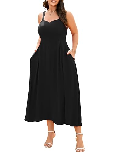 Image of RWJ Women's Plus Size Dresses with Pockets V-Neck Sleeveless Maxi Dress for Wedding Guest Dress Formal Cocktail