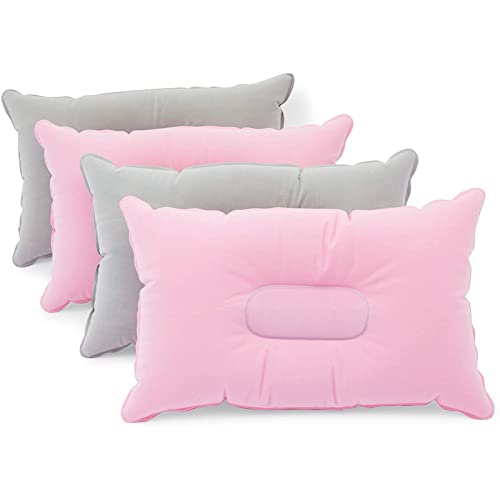 Inflatable Travel Pillows For Camping And Traveling (Pink, Grey, 4 Pack) #TOP6
