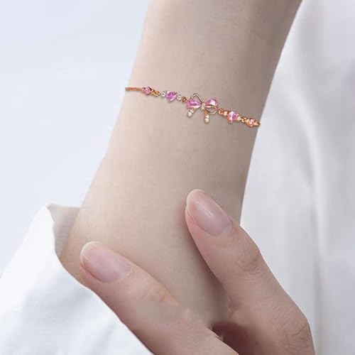Exquisite Bow Zircon Bracelet/Necklace - Friendship Is Like A Bow Tied Around Each Other,Adjustable Love Knot Pink Zirconia Friendship Bracelet/Necklace3