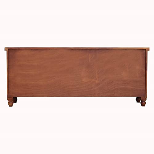 Image of Sheesham Wood TV Stand and Shelf Storage Entertainment Unit Center Console TV Table Wooden Tv Cabinet for Living Room Home (Tiles Design Walnut)
