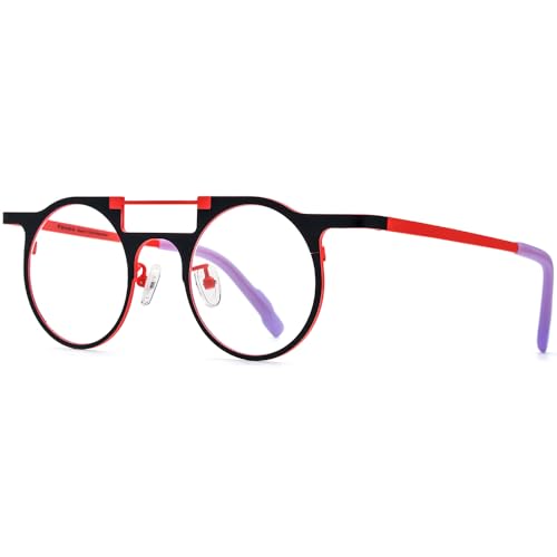 Image of FONEX Colorful Pure Titanium Glasses Frame Women Retro Round Eyeglasses F85782
