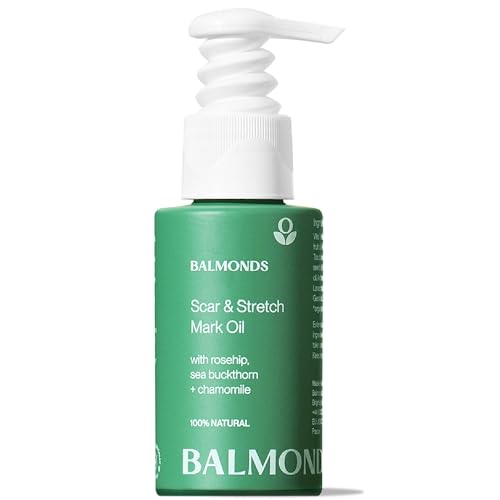 Balmonds Rosehip Scar Oil - Natural Skin Oil for Stretchmarks, Damaged, Scarred, or Fragile Skin, Made with Rosehip and Palmarosa, Vegan & Cruelty Free (1.7 oz)