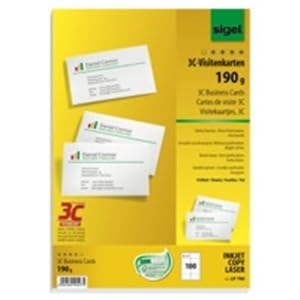 150 Cartes De Visite Imprimables SIGEL - 185g/m² Blanc Prédécoupées