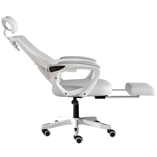 Chaise de bureau en maillage pivotante avec roues et dossier réglable 360