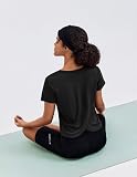 PINSPARK Damska koszulka sportowa UPF 50+ ochrona przed słońcem szybkoschnąca koszulka do biegania fitness top joga top, Czarny, XL