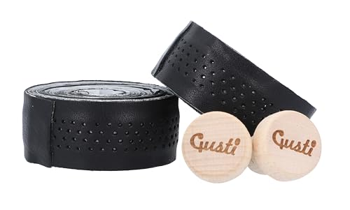 Gusti ruban pour guidon de bicyclette cuir - liège 200 cm Fausto C. Guidoline pour poignée de bicyclette cuir accessoires vélo de course noir