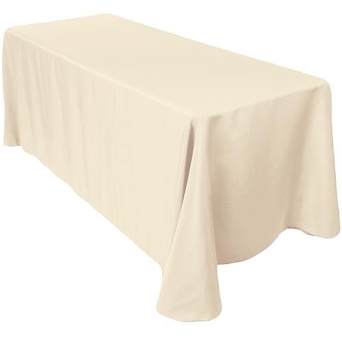 LinenTablecloth Rectangular Polyester Tablecloth, 90 by 156-Inch, Beige