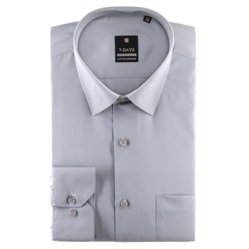 Image of 7-DAYS Men's Premium Formal Shirt - Cotton Rich, Regular Fit, Full Sleeve, with Pocket, Durable & Easy Care - Perfect for Office & Everyday Wear
