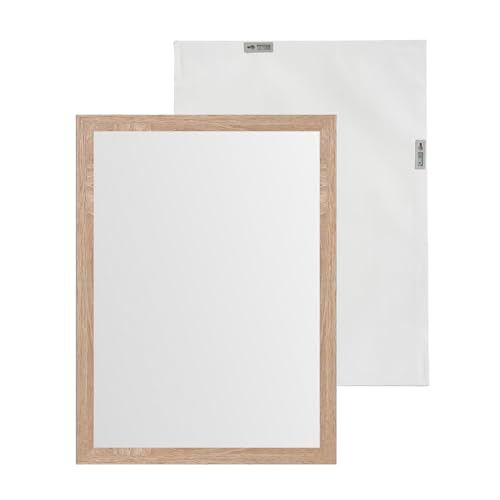 LOLAhome - Espejo de Pared con Marco Laminado Roble para recibidor. Diseño Moderno Que Mejora la luminosidad y amplitud en entradas o pasillos. Fácil instalación con herrajes. 76x56 cm.