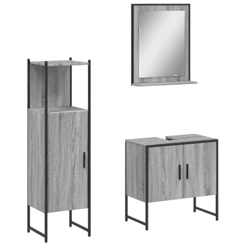 Muebles de baño de 3 piezas en madera Sonoma resistente gris 3