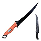 Fischmesser Küchenmesser Angeln und Filetiermesser Fisch Klinge Edelstahl Ultrascharfer Angelmesser Sehr Scharf Fischfiletmesser Inklusive Schutz ABS Whetstone Scheide Ergonomischem Griff (C)