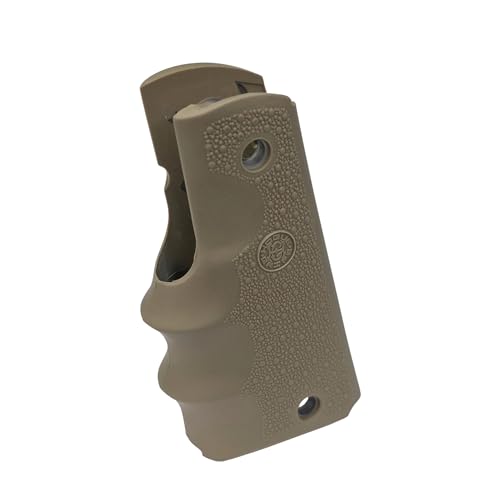 Hogue 1911 Government, Commander, & Clone Models Finger Grooves OverMolded Rubber Grip, FDE - Flat Dark Earth - 45003 Hogue 1911 Government, Commander, & Clone Models Finger Grooves OverMolded Rubber Grip, FDE - Flat Dark Earth - 45003