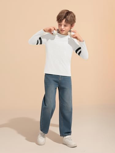 Image of Haloumoning Boys Long Sleeve Shirts Kids Crewneck T Shirts Casual Striped Tops Tees 5-14 Years