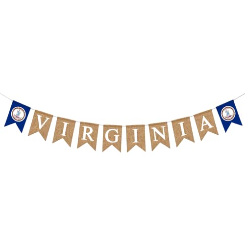Mandala Crafts Burlap Virginia Banner Garland Old Dominion State Sign