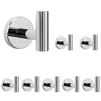 NearMoon Bath Towel Hooks- SUS 304 Stainless Steel Robe Hook Holder, Heavy Duty Coat Hook for Bathroom Livingroom Hotel Kitchen Garage, Wall Mounted (Chrome Finish, 8 Pack)