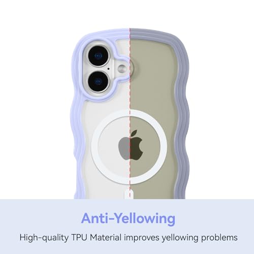 Coque iPhone 16 Plus antichoc violette QLTYPRI cadre ondulé silicone - 6