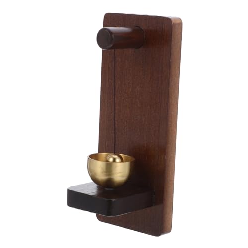 IWOWHERO 木製風鈴ドアベル 真鍮鈴付き レトロショップキーパー用チャイム 軽やかな音色の玄関 店舗 カフェ用装飾ドアチャイム 両面テープで