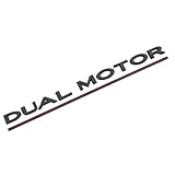 Funce Model 3 Y Dual Motor Emblem Sticker Underlined Badge Letters Accessories Compatible with Tesla Model 3/Y/S/X (Gloss Black+Red Line)