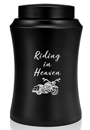 Riding in Heaven Urne funéraire pour cendres d'adultes et moto - Grande urne funéraire pour cendres humaines jusqu'à 100 kg - Noir