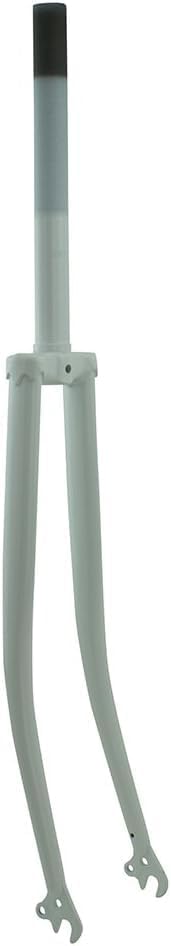 PRO+ 27" Steel Bicycle Fork 304 – 1" Threaded 22.2mm ID, 250mm Steerer (150mm Threaded) – Replacement Bike Fork for Road Cruiser City Bikes – Black/White/Chrome Options (White)