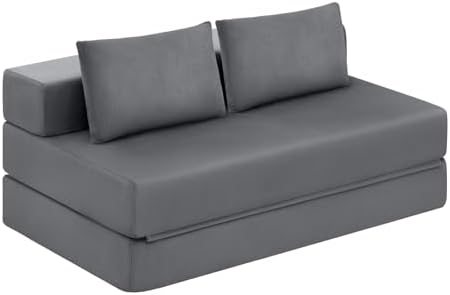 EUGAD Sofá Cama 2 Plazas con Cojines Mullidos, Puff Cama Plegable...