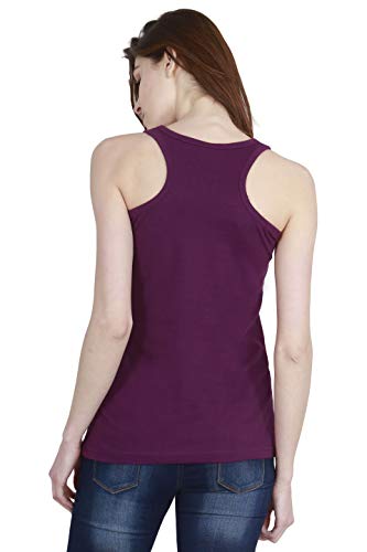 Image of FLEXIMAA Women's Cotton Plain Round Neck Sleeveless T-Shirt
