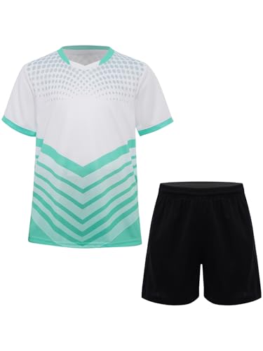 Boys Quickdrying Football Training Suit Breathable Short Sleeve Stylish Striped Tshirt And Shorts Set
