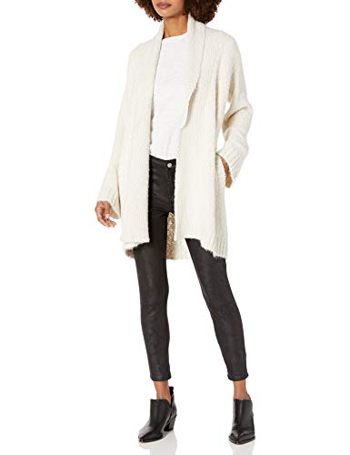 cupcakes and cashmere Women's Ryder Boucle Oversized Shawl Collar Cardigan, Oatmeal, Extra Small
